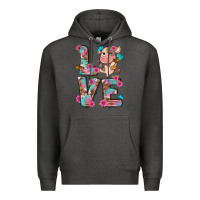 Charcoal Heather love little cute cow Premium Hoodie - NancyCooperArtShop
