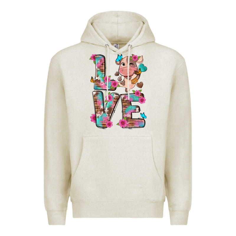 Love Little Cute Cow Premium Hoodie by NancyCooperArtShop | Teevron