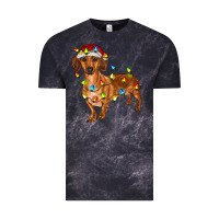 Cloud Black Dachshund Christmas Lights Vintage Tee - RanaPortraitStore