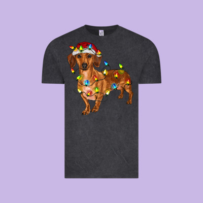 Vintage Tee Dachshund Christmas Lights