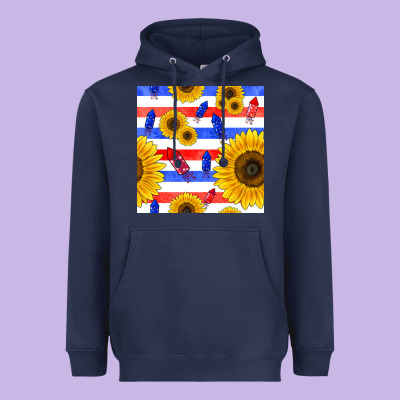 Patriotic Sunflowers Heavyweight Hoodie Designed By Bundleandbundleshop