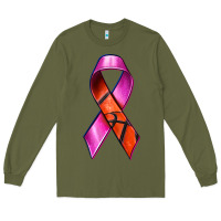 Army Green Breast Cancer Ribbon Basketball Long Sleeve Tee - texasbilliewilder