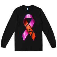 Black Breast Cancer Ribbon Basketball Long Sleeve Tee - texasbilliewilder