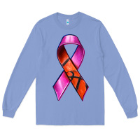 Colony Blue Breast Cancer Ribbon Basketball Long Sleeve Tee - texasbilliewilder
