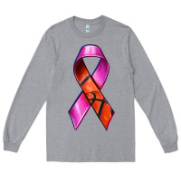 Heather Grey Breast Cancer Ribbon Basketball Long Sleeve Tee - texasbilliewilder