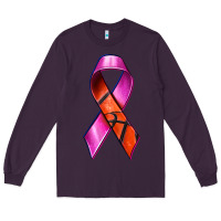 Plum Breast Cancer Ribbon Basketball Long Sleeve Tee - texasbilliewilder