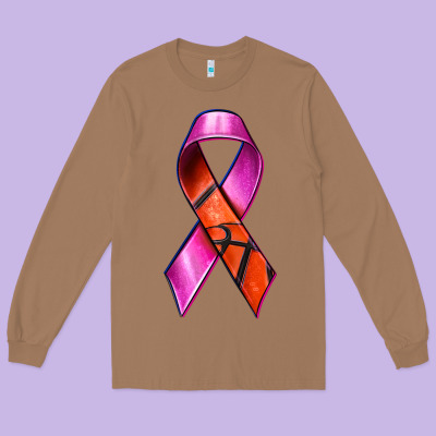 Breast Cancer Ribbon Basketball Long Sleeve Tee Designed By Texasbilliewilder