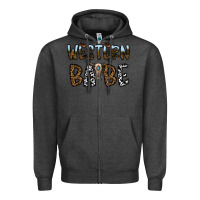 Charcoal Heather western babe Zipper Hoodie - CowhideDigitalArt