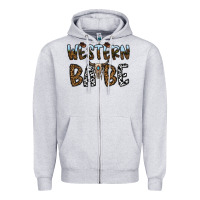 Heather Grey western babe Zipper Hoodie - CowhideDigitalArt