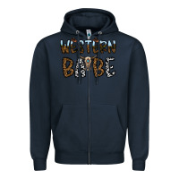 Navy western babe Zipper Hoodie - CowhideDigitalArt