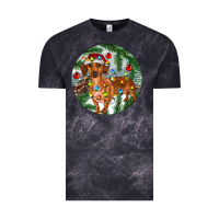 Cloud Black Dachshund Christmas Tree Vintage Tee - RanaPortraitStore