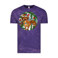 Cloud Purple Dachshund Christmas Tree Vintage Tee - RanaPortraitStore