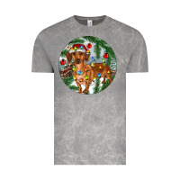 Cloud Rock Dachshund Christmas Tree Vintage Tee - RanaPortraitStore