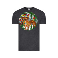 Vintage Black Dachshund Christmas Tree Vintage Tee - RanaPortraitStore