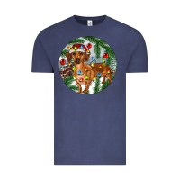 Vintage Denim Dachshund Christmas Tree Vintage Tee - RanaPortraitStore
