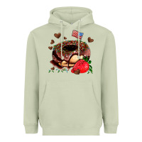 Matcha donut strawberry and usa flag Heavyweight Hoodie - AdoDesignShop