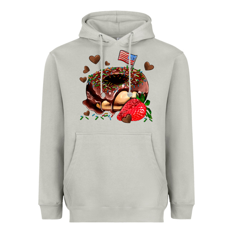 Donut Strawberry And Usa Flag Heavyweight Hoodie by AdoDesignShop | Teevron