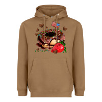 Toasted Coconut donut strawberry and usa flag Heavyweight Hoodie - AdoDesignShop
