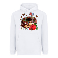 White donut strawberry and usa flag Heavyweight Hoodie - AdoDesignShop