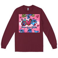 Burgundy peace love stitch Long Sleeve Tee - Zillion Design Studio