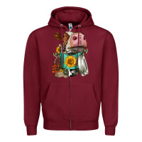 Burgundy Simmental Cow Coffee Cup Zipper Hoodie - FaDigitalArtStudio
