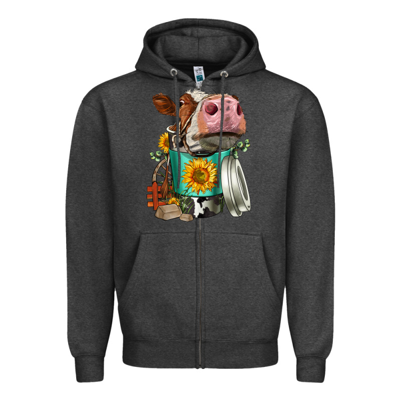 Simmental Cow Coffee Cup Zipper Hoodie by FaDigitalArtStudio | Teevron