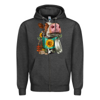 Charcoal Heather Simmental Cow Coffee Cup Zipper Hoodie - FaDigitalArtStudio