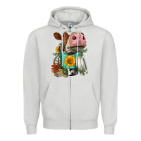 Dove Grey Simmental Cow Coffee Cup Zipper Hoodie - FaDigitalArtStudio