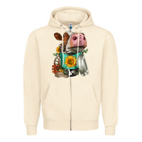 Sandshell Simmental Cow Coffee Cup Zipper Hoodie - FaDigitalArtStudio