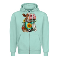 Seafoam Simmental Cow Coffee Cup Zipper Hoodie - FaDigitalArtStudio