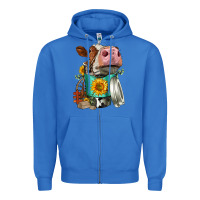 True Royal Simmental Cow Coffee Cup Zipper Hoodie - FaDigitalArtStudio
