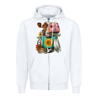 White Simmental Cow Coffee Cup Zipper Hoodie - FaDigitalArtStudio