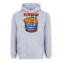 Heather Grey powered by chicken nuggets Heavyweight Hoodie - AdoDesignShop