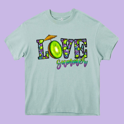 Love Summer Heavy Core Tee Designed By Cowhidedigitalart