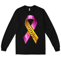 Black Breast Cancer Ribbon Softball Long Sleeve Tee - texasbilliewilder