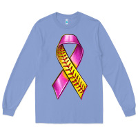 Colony Blue Breast Cancer Ribbon Softball Long Sleeve Tee - texasbilliewilder