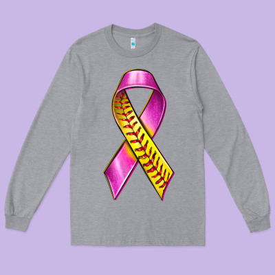 Breast Cancer Ribbon Softball Long Sleeve Tee Designed By Texasbilliewilder