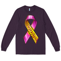 Plum Breast Cancer Ribbon Softball Long Sleeve Tee - texasbilliewilder