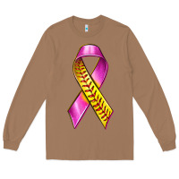 Toasted Coconut Breast Cancer Ribbon Softball Long Sleeve Tee - texasbilliewilder