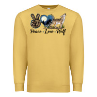 Antique Gold Peace Love Wolf Premium Sweatshirt - LillyAllenDesigns
