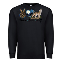 Black Peace Love Wolf Premium Sweatshirt - LillyAllenDesigns