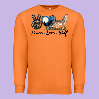 Peace Love Wolf Premium Sweatshirt Designed By Lillyallendesigns