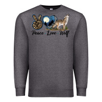 Charcoal Heather Peace Love Wolf Premium Sweatshirt - LillyAllenDesigns