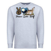 Heather Grey Peace Love Wolf Premium Sweatshirt - LillyAllenDesigns