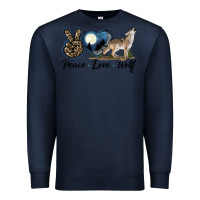 Navy Peace Love Wolf Premium Sweatshirt - LillyAllenDesigns