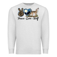 Oatmeal Heather Peace Love Wolf Premium Sweatshirt - LillyAllenDesigns