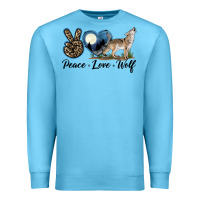 Ocean Blue Peace Love Wolf Premium Sweatshirt - LillyAllenDesigns