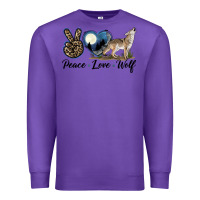 Purple Peace Love Wolf Premium Sweatshirt - LillyAllenDesigns