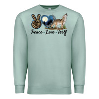 Seafoam Peace Love Wolf Premium Sweatshirt - LillyAllenDesigns
