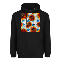 Black patriotic sunflowers and stars Heavyweight Hoodie - BundleAndBundleShop